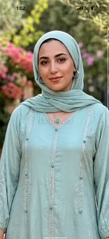 Light green embroidered long modest dress