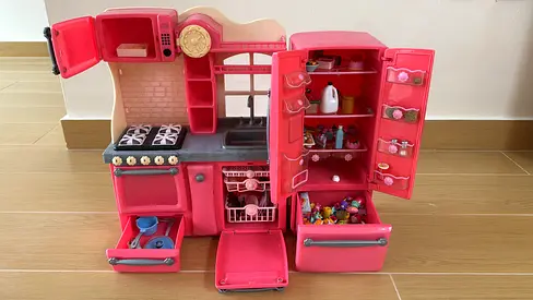 Our Generation Pink Play Kitchen Set with Fridge, Oven and Accessories