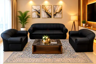 3+1+1 Luxury Sofa Set – Black Colour