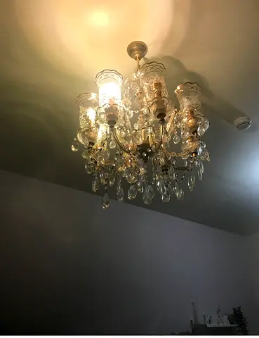 Crystal chandelier with multiple glass shades - good condition