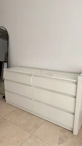 Chest of 6 drawers, white, 140x40x72 cm