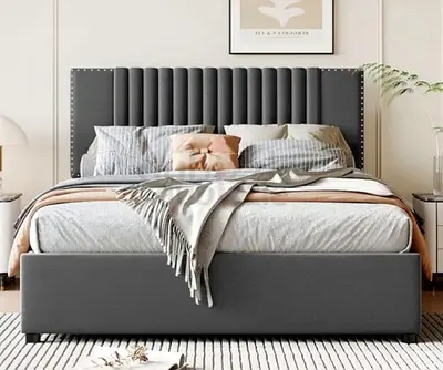 Modern dezine luxury Upholstered king size180-200Bed included spring Matress 22 cm thikniss