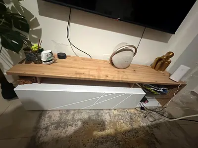 Wooden TV Console / Entertainment Unit - Compact, Light Oak Finish