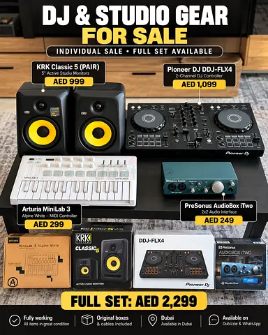 DJ & Studio Gear Bundle — Pioneer DDJ-FLX4, KRK Classic 5, AudioBox iTwo, Arturia MiniLab