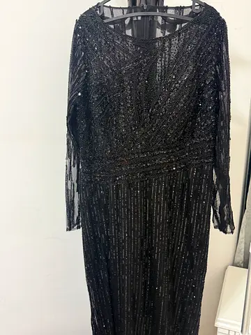 Elegant black dress with long sleeves,  timeless dress .