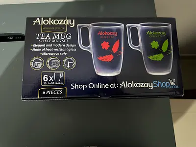 Alokozay Tea Mug Glasses - Set of 6 (New in Box)