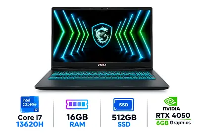 MSI Cyborg 15, Core i7-13620H, 16GB RAM, 512GB SSD, RTX 4050 6GB Graphics, 15.6" FHD 144Hz Display