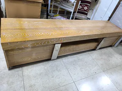 Long wooden TV console / sideboard in light oak finish