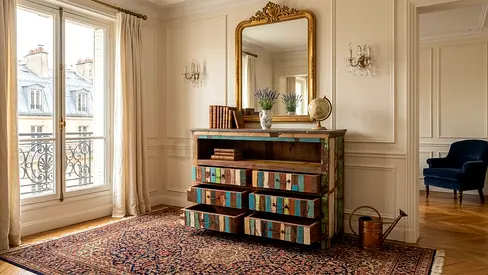 Six-Drawer Wooden Storage Cabinet