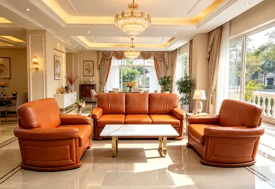 Leather 3-Seater Sofa + 2 Armchairs Set - Excellent Condition