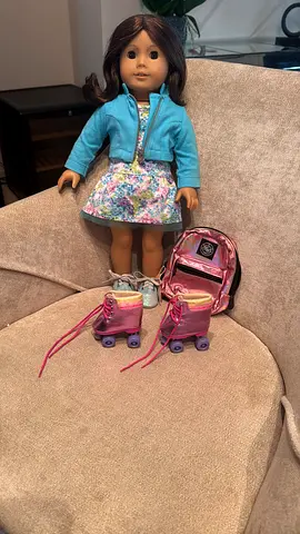 American Girl-style 18" Doll with Outfit, Roller Skates and Backpack