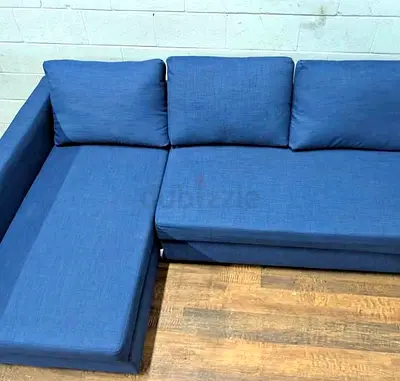 Blue L-shaped Fabric Sofa - 3-seater with Chaise