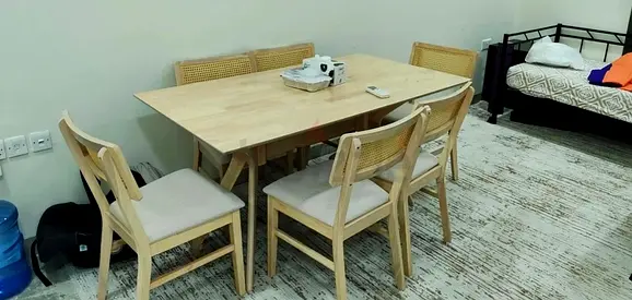 Classifieds: 6-Seater Solid Wood Dining Table with Chairs - Light Oak ...