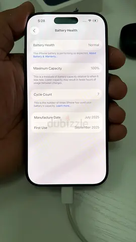 Iphone 17 pro TDRA with 100 battery health and with 15 cycle count
