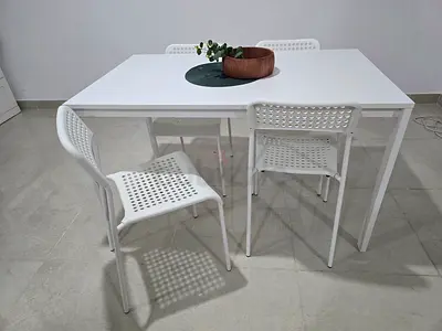 Like-New IKEA VIHALS Dining Table + 4 SANDSBERG Chairs (White) - Relocation Sale