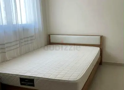 Queen size bed frame with mattress - light wood, good condition