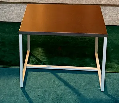 Simple square metal side table with dark top