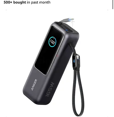 Anker Power Bank, 25,000mAh 165W Total Output Portable Charger for Laptops
3 USB-C Ports with 100W M