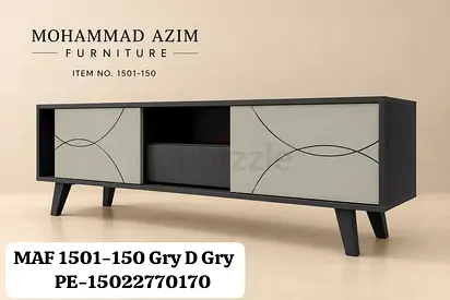 Modern Low TV Cabinet / Media Console - Grey with Patterned Doors (MAF 1501-150)