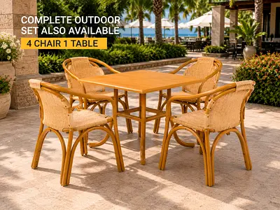 Modern Brown Outdoor Dining Table Set – 4 Seater Rattan Style Garden Furniture
