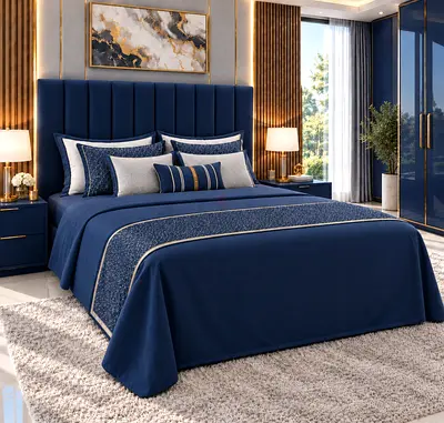 New Queen Size bed Upholstered Bed with Headboard - Blue queen bed luxurious with storage bed