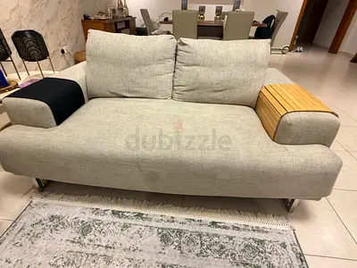 Light grey 3+2 seater sofa and centre table set in good condition