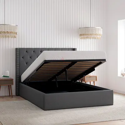 Dark gray colour 180*200 king size hydraulic Bed