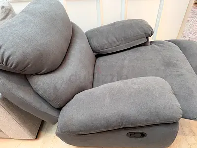 Grey Fabric Recliner Chair - Comfortable Single Seater
