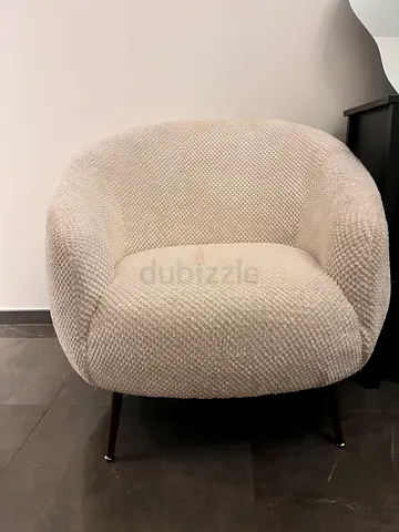 Cream boucle accent armchair in pristine condition