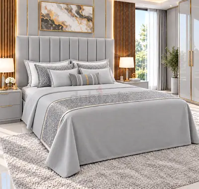 New Grey King Bed with Headboard storage bed and luxury king size bed