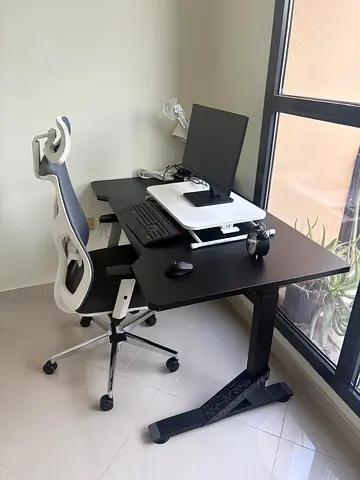 Desk with Ergonomic Office Chair - Black