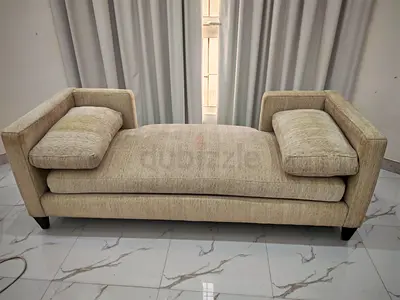 Beige Upholstered Daybed/Chaise Lounge in Good Condition