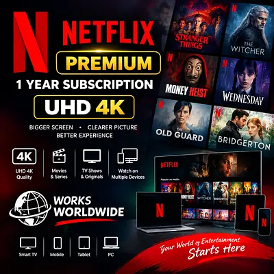 Netflix Premium Plan 1 Year – UHD 4K Streaming