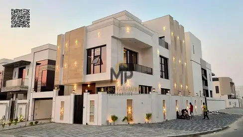 A corner villa featuring a luxurious Saudi-style design and a prime location directly facing a mosq