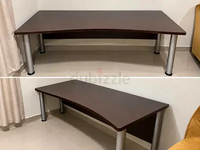 Wooden Computer/Study Table with Metal Legs - Dark Brown