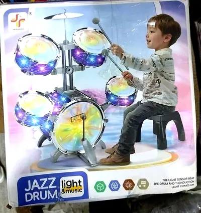 Drums Toy for Kids Jazz Drum Kit, Luminous Musical Toys for 3 4 5 Years,