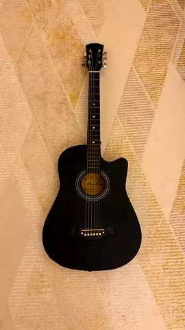 Black Cutaway Acoustic Guitar - With gig bag, capo and guitar strap