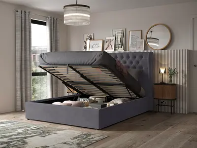 Gray colour 200*200 super king size hydraulic Bed