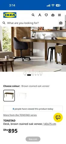 IKEA TONSTAD Brown Stained Oak Veneer Desk (140x75 cm)