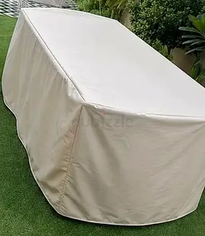 Beige Outdoor Garden Table Cover - Large Rectangular
