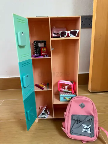 Our Generation Toy Locker shelf with 3 doors - pastel colors, excellent condition