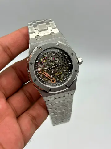 Skeleton stainless steel automatic watch