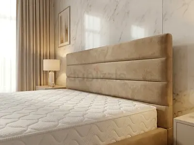 Valvet upholstered King bed with paded headboard