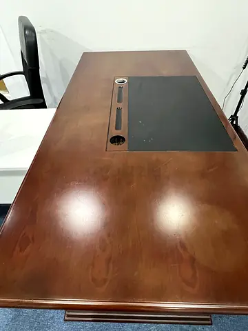 Solid Wood Office Desk with Built-in Cable Management