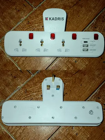 For Sale - KADRIS T-Type 3 Way Extension Board with USB + C-Type - Fused - UK Plug