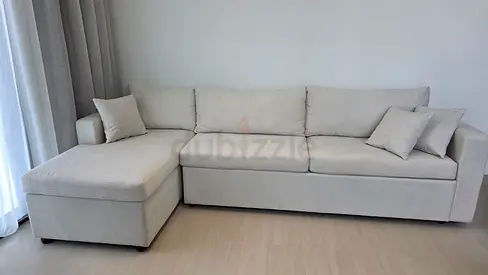 New Luxury Sofa - Light beige L-shaped corner sofa with storage (brand new, custom made)