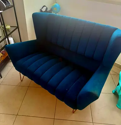 Dark blue Velvet 2-Seater Sofa and 1-seat chair