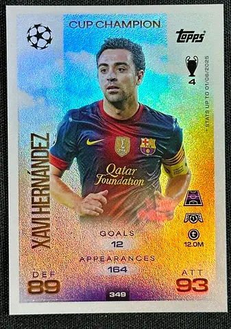 Xavi Hernandez Topps UEFA Cup Champion Holographic Football Card