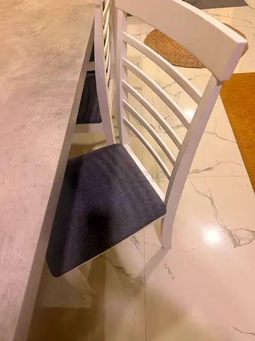 Set of 8 White Wooden Dining Chairs with Grey 8 Seater Table