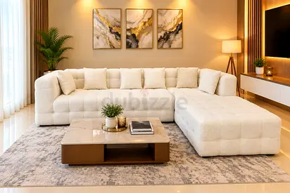 Cream L Shape Sofa – Left & Right Fitting Available
